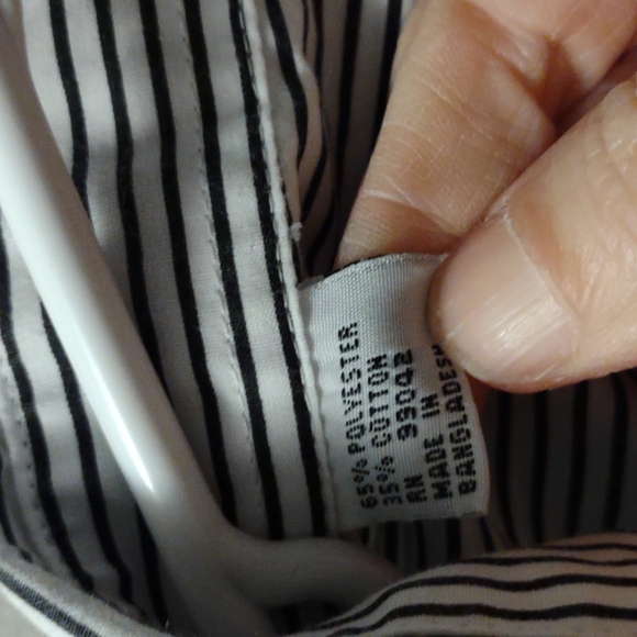 American Vintage embroidered black and white striped button down shirt size S - Picture 4 of 8
